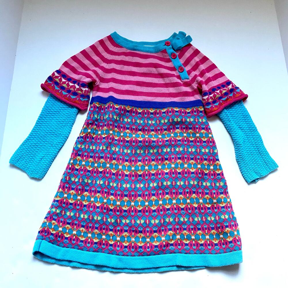 Hanna Andersson Pink & Blue Sweater Dress